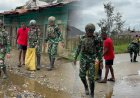 Satgas Yonif 711/Raksatama Gelar Karya Bakti di Distrik Paniai Barat Obano